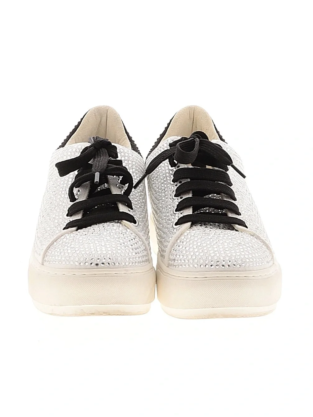 Kurt Geiger Crystal-Embellished Platform Sneaker - White & Black
